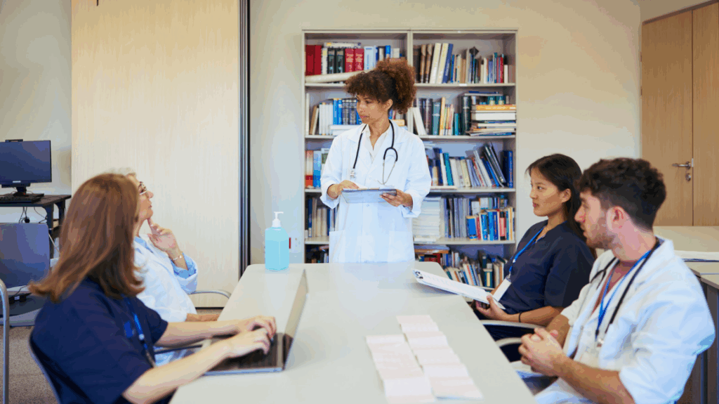 Nurses and preceptors collaborating in tiered skills progression under TSAM® model