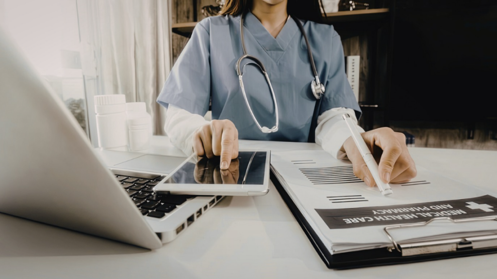Healthcare leader reviewing nursing competency validation and orientation progress data | CHCI