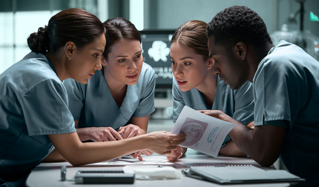Confident nursing team working together in a supportive healthcare environment focused on well-being | CHCI