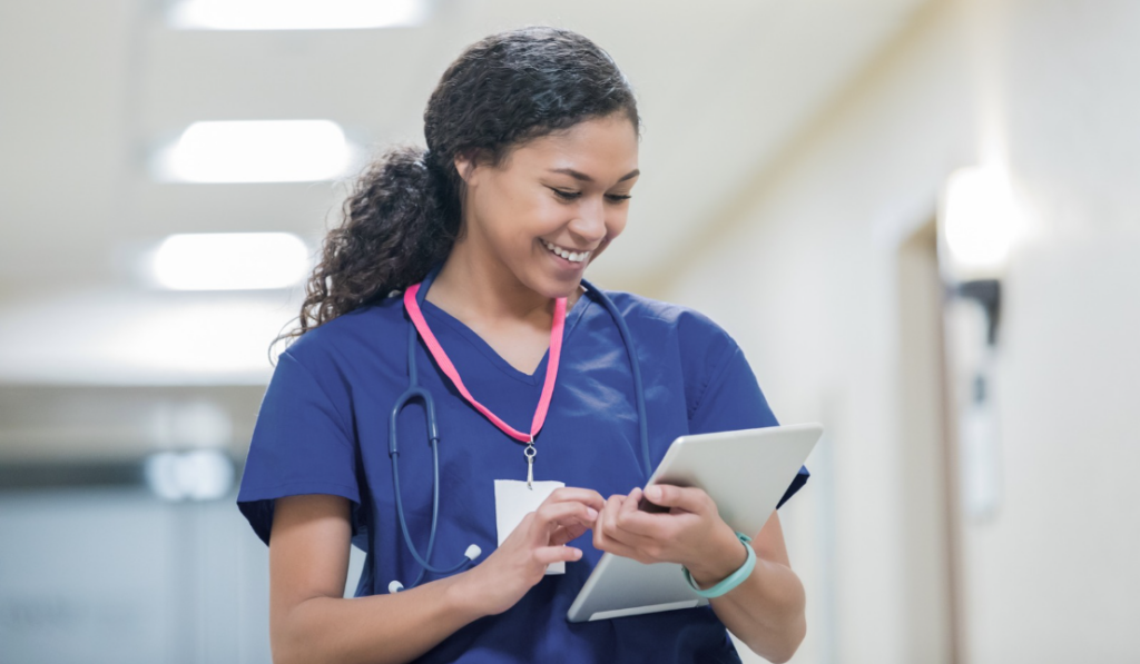 Preceptor reviewing tiered competency progress in the MyCHCI orientation platform | Creative Health Care Insight