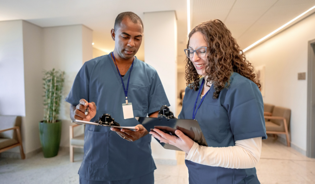 Preceptor providing constructive feedback to an orientee in a health care setting | Creative Health Care Insight